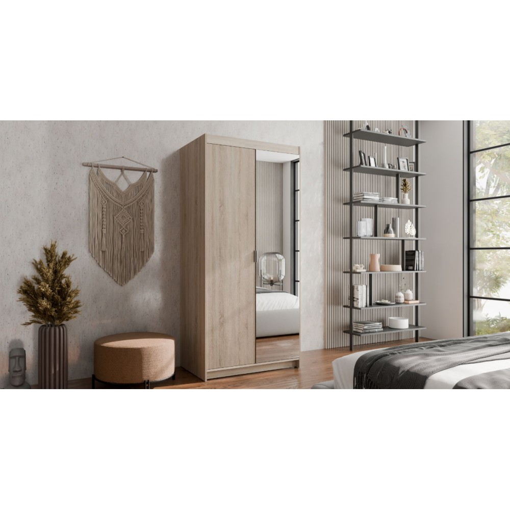 Ντουλάπα Ester 2D1L δίφυλλη-Sonoma