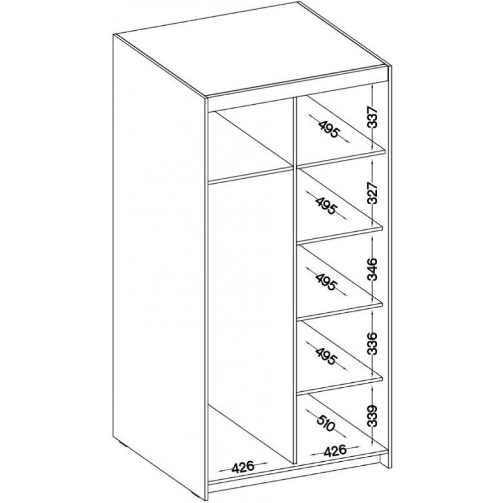 Ντουλάπα Ester 2D1L δίφυλλη-Leuko