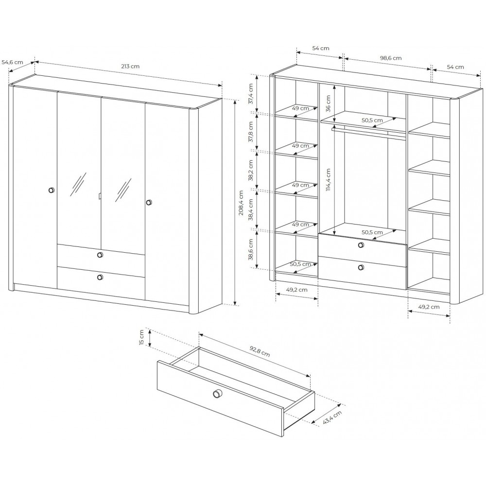Ντουλάπα Sandra τετράφυλλη