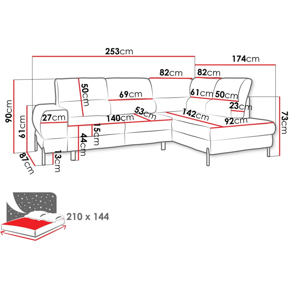Γωνιακός καναπές Clinton-Cappuccino-Αριστερή