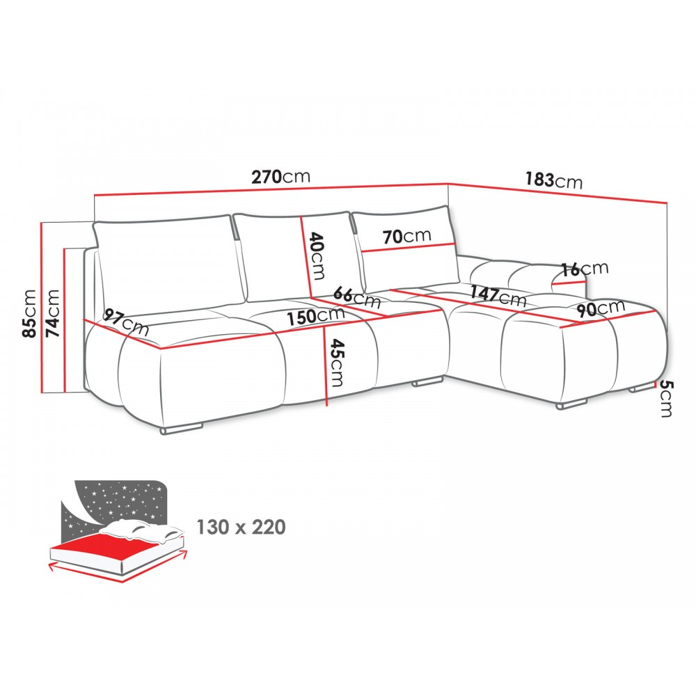 Γωνιακός καναπές Bestii-Ekrou-Αριστερή