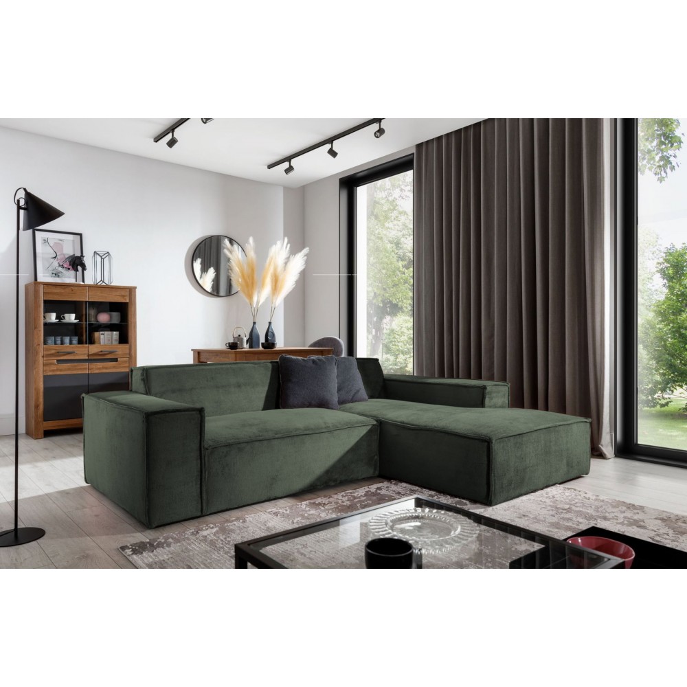 Γωνιακός καναπές Fubu-Prasino Skouro-Δεξιά 250x188x55
