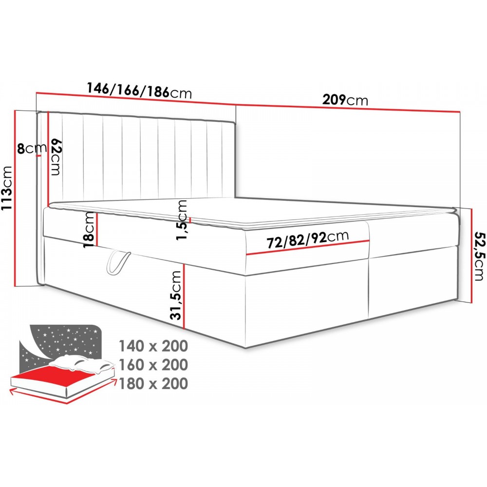 Επενδυμένο κρεβάτι Everest-Mpez-140 x 200