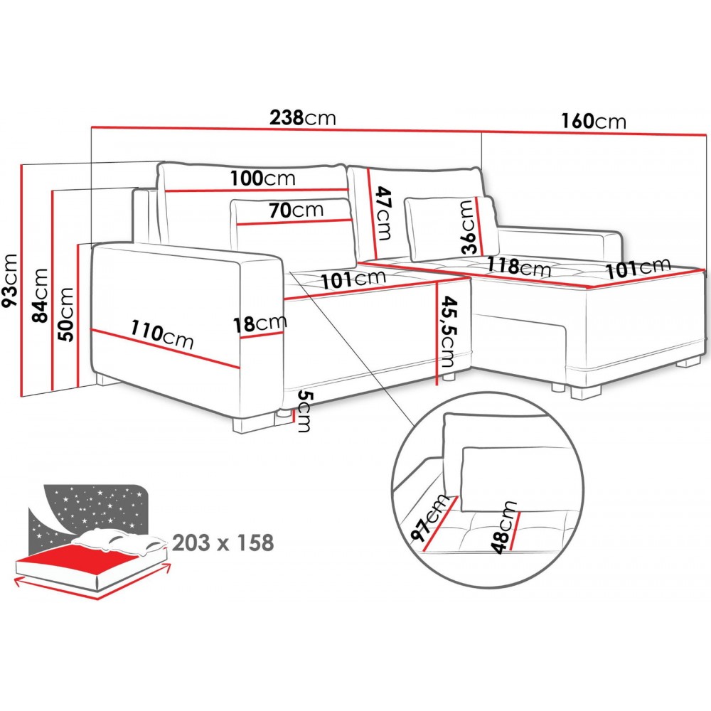 Γωνιακός καναπές Zeus M-Ekrou