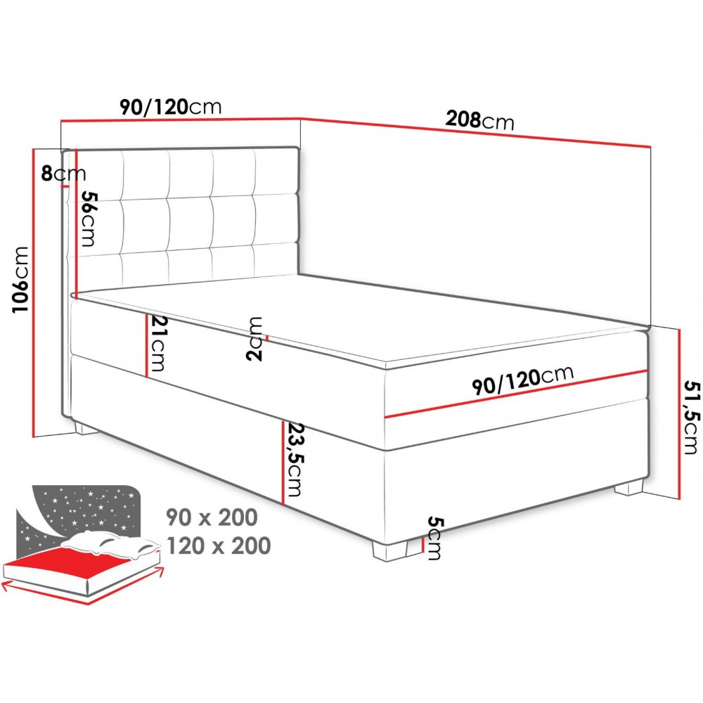Επενδυμένο κρεβάτι Lind-Roz-120 x 200