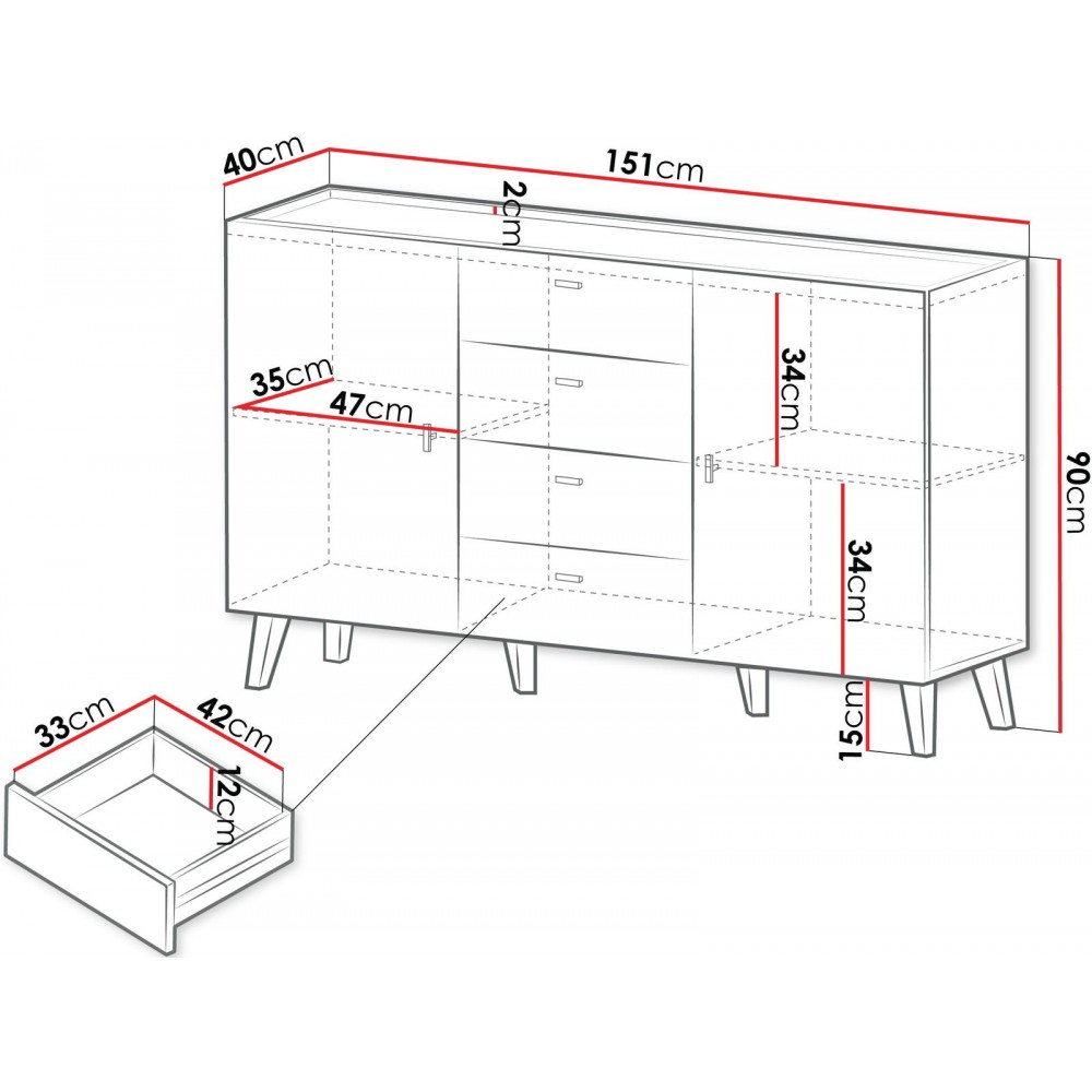 Μπουφές Vurkizo 150 2D4SZ