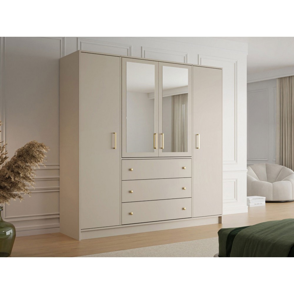 Ντουλάπα Retro D4 Lux τετράφυλλη-Cashmere