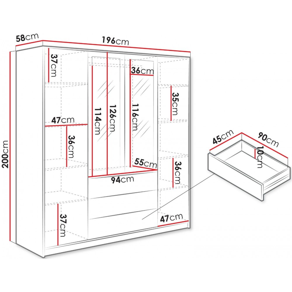 Ντουλάπα Retro D4 Lux τετράφυλλη-Cashmere