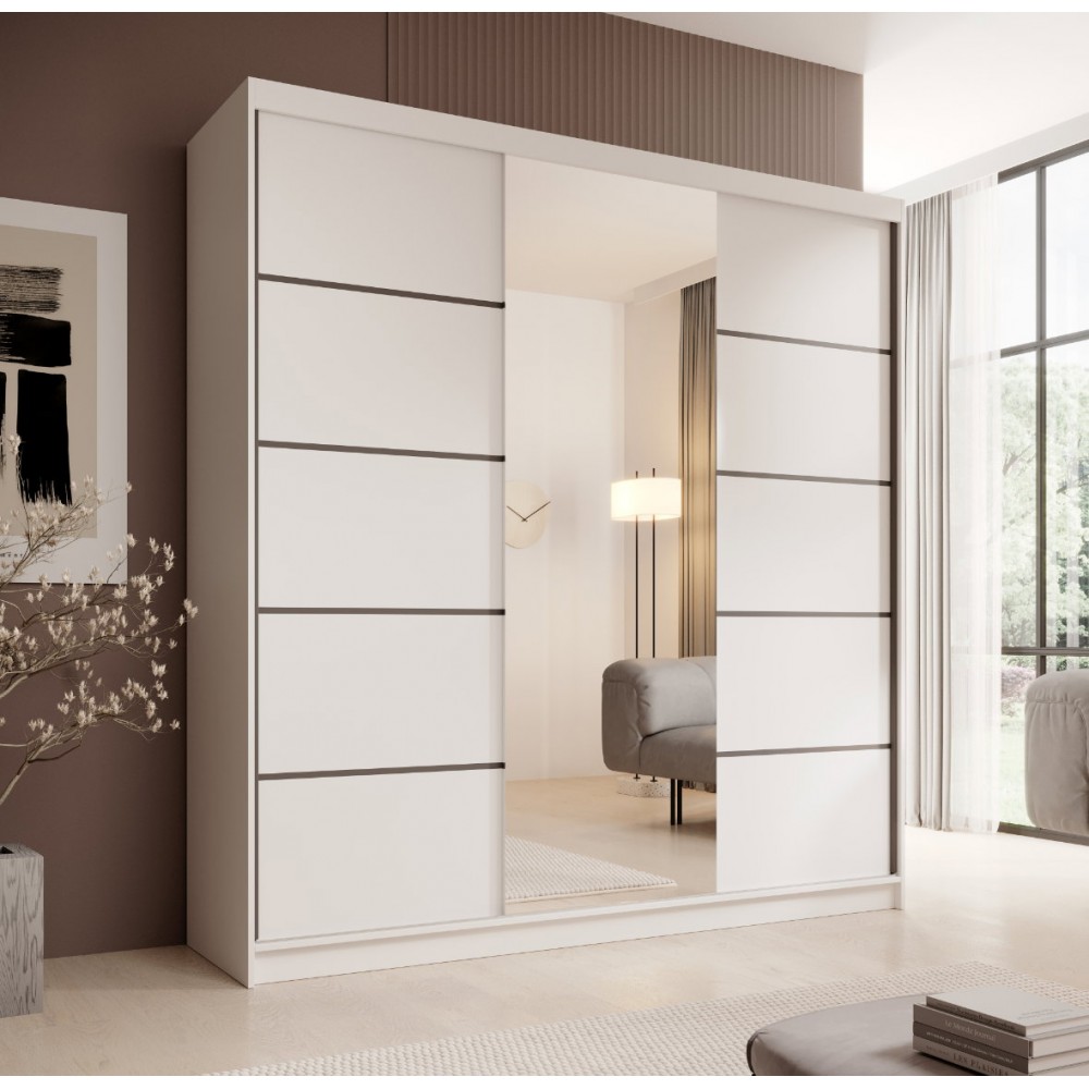 Ντουλάπα Barry 200 συρόμενη-Leuko 200x58x215