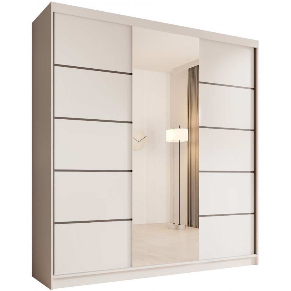Ντουλάπα Barry 200 συρόμενη-Leuko 200x58x215
