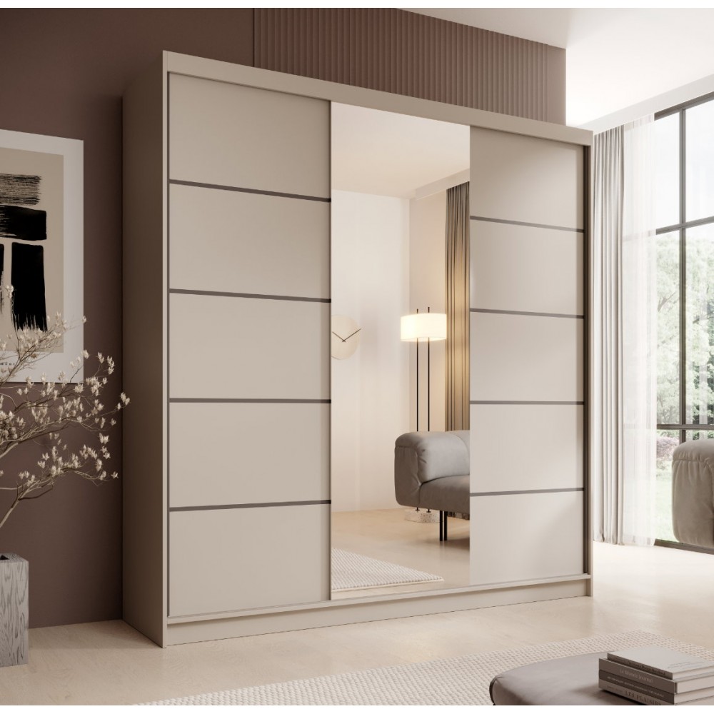 Ντουλάπα Barry 200 συρόμενη-Cashmere 200x58x215
