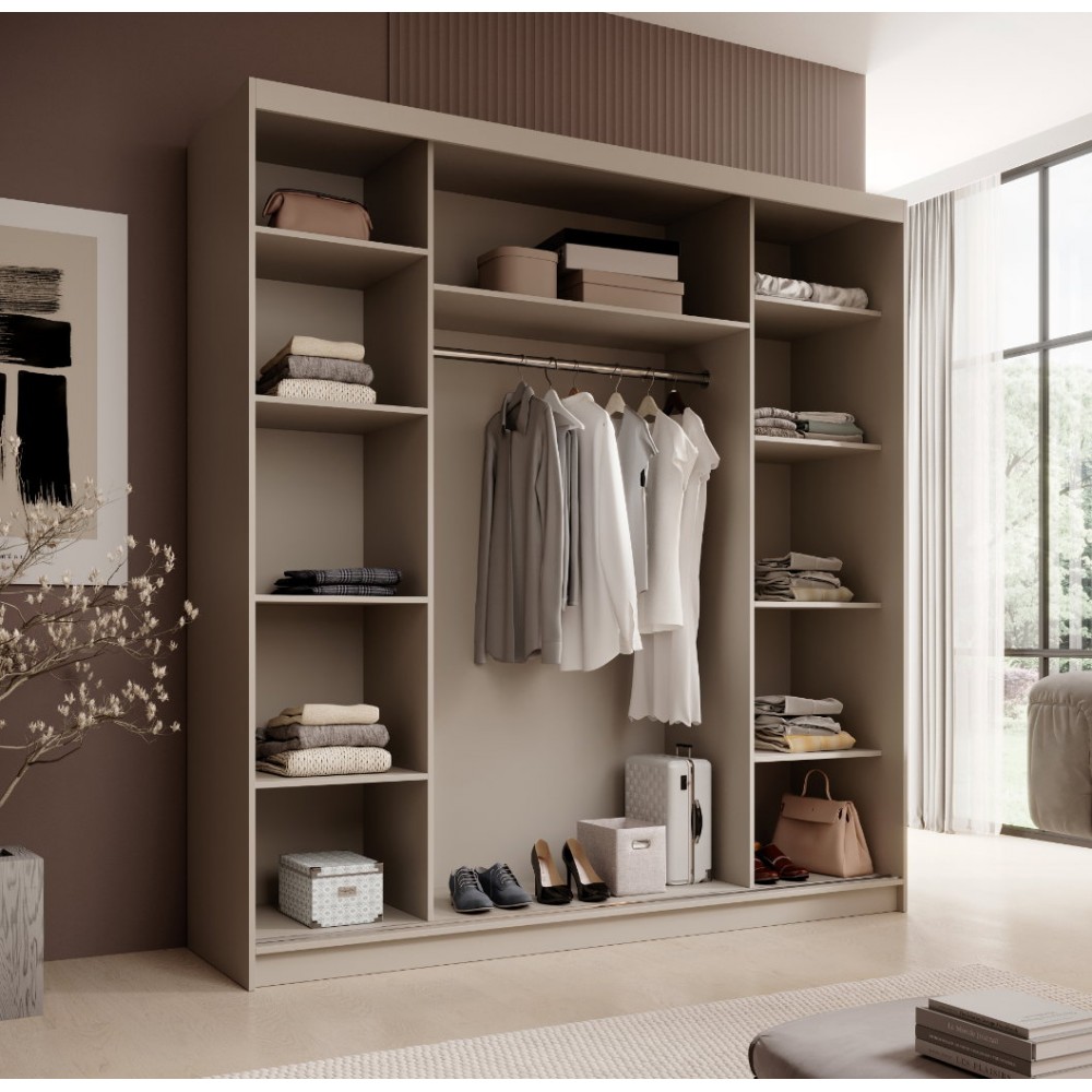 Ντουλάπα Barry 200 συρόμενη-Cashmere 200x58x215