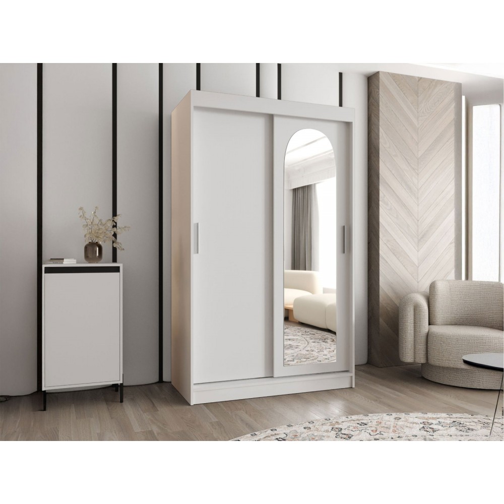 Ντουλάπα Selfie 120 συρόμενη-Leuko-Μήκος: 120 εκ.