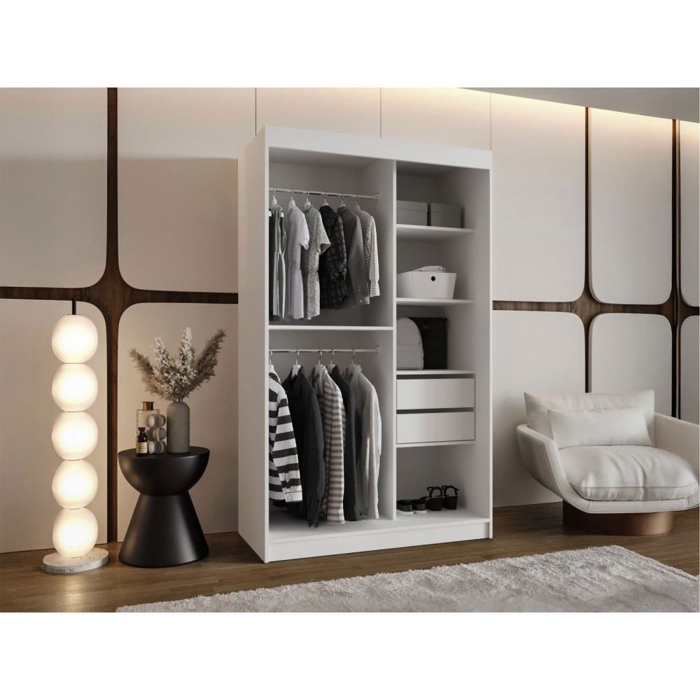 Ντουλάπα Selfie 120 συρόμενη-Leuko-Μήκος: 120 εκ.