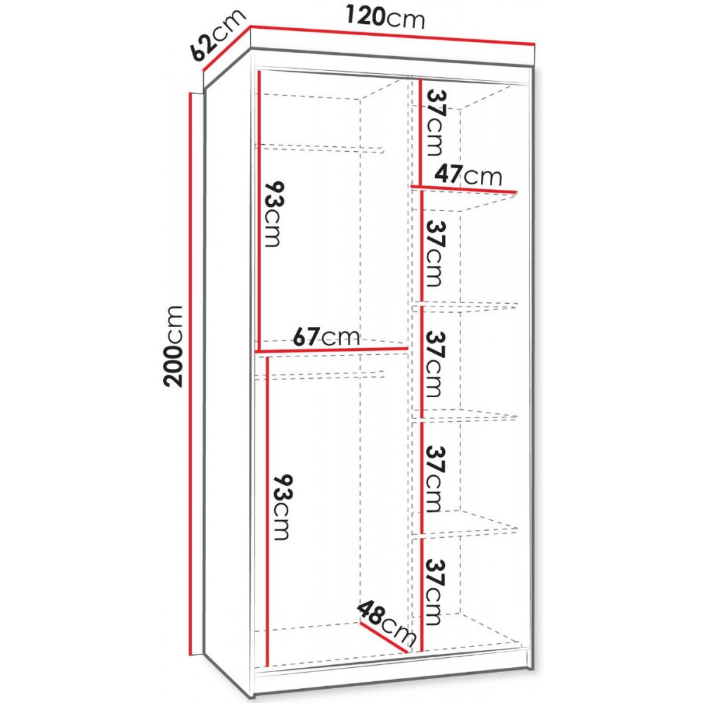 Ντουλάπα Selfie 120 συρόμενη-Cashmere-Μήκος: 120 εκ.