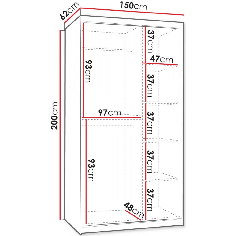 Ντουλάπα Selfie 150 συρόμενη-Cashmere