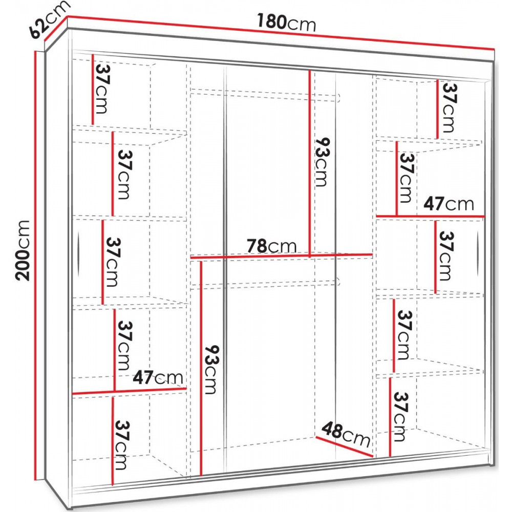Ντουλάπα Selfie 180 συρόμενη-Leuko