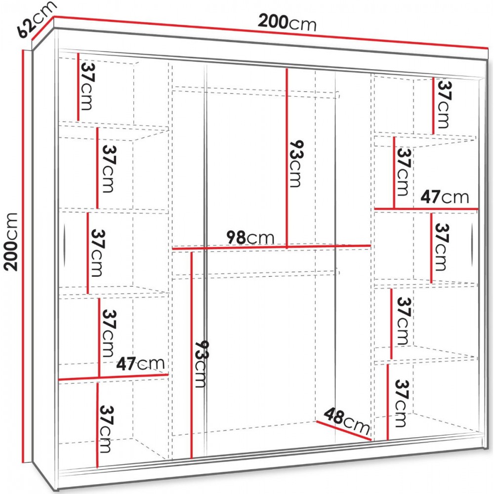 Ντουλάπα Selfie 200 συρόμενη-Cashmere
