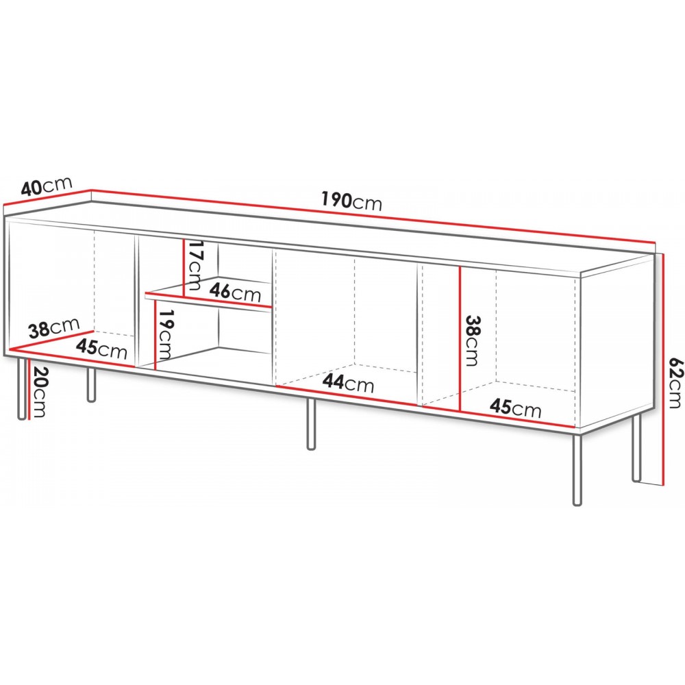 Έπιπλο τηλεόρασης Inserto 190 3D1W-Cashmere