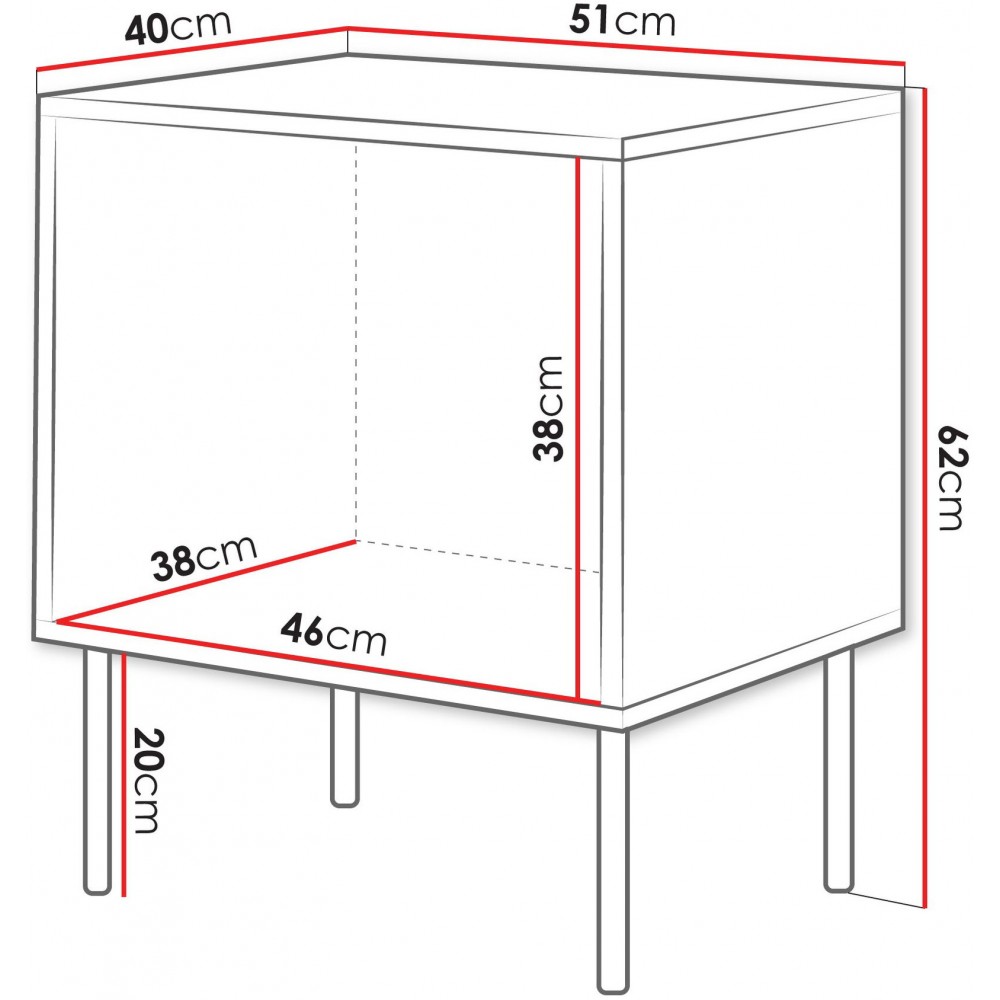 Κομοδίνο Inserto 1D 51x40x62