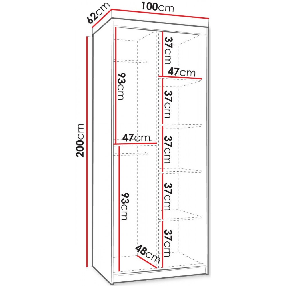 Ντουλάπα Wika συρόμενη-Leuko-Μήκος: 100 εκ.