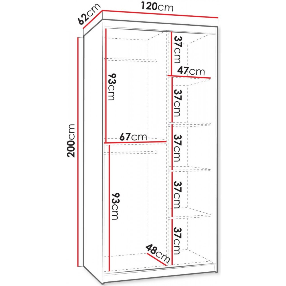 Ντουλάπα Wika συρόμενη-Mauro-Μήκος: 120 εκ.