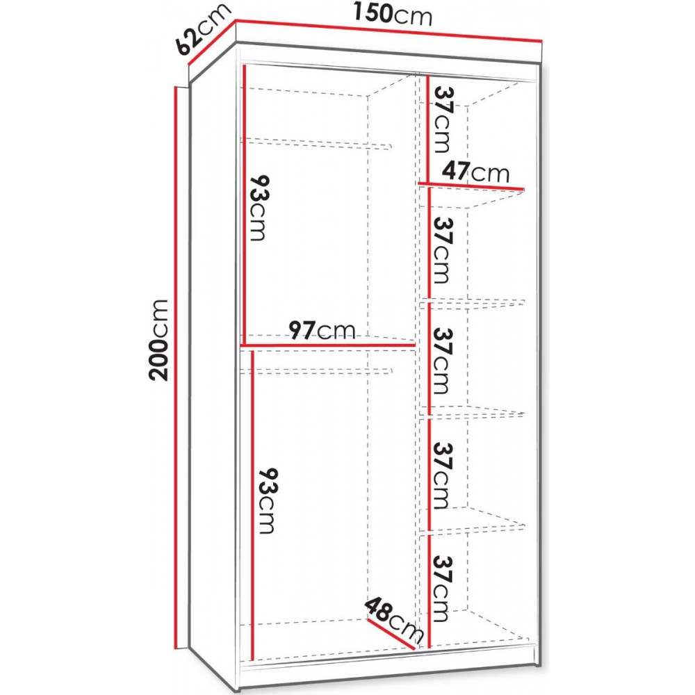 Ντουλάπα Wika συρόμενη-Mauro-Μήκος: 150 εκ.
