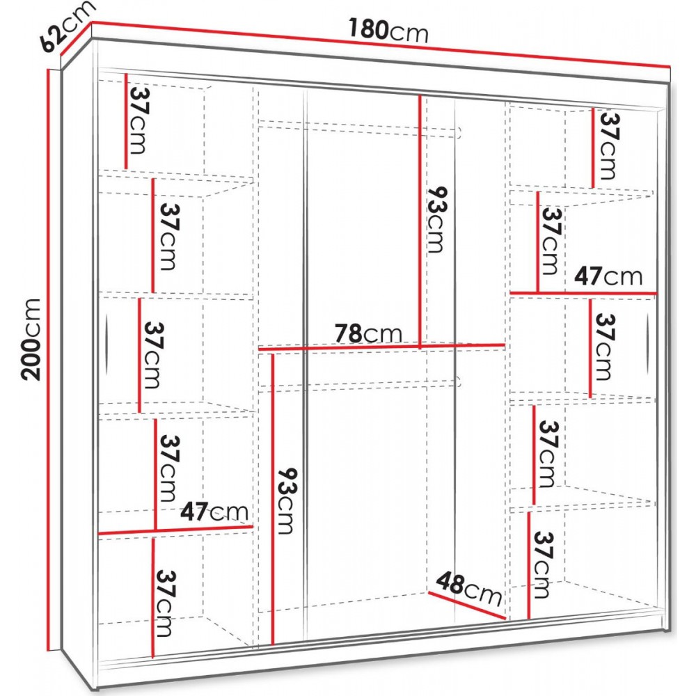 Ντουλάπα Wika 180 συρόμενη-Artisan