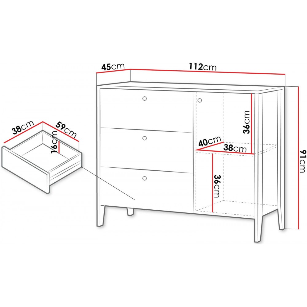 Μπουφές Snugly 1D3S