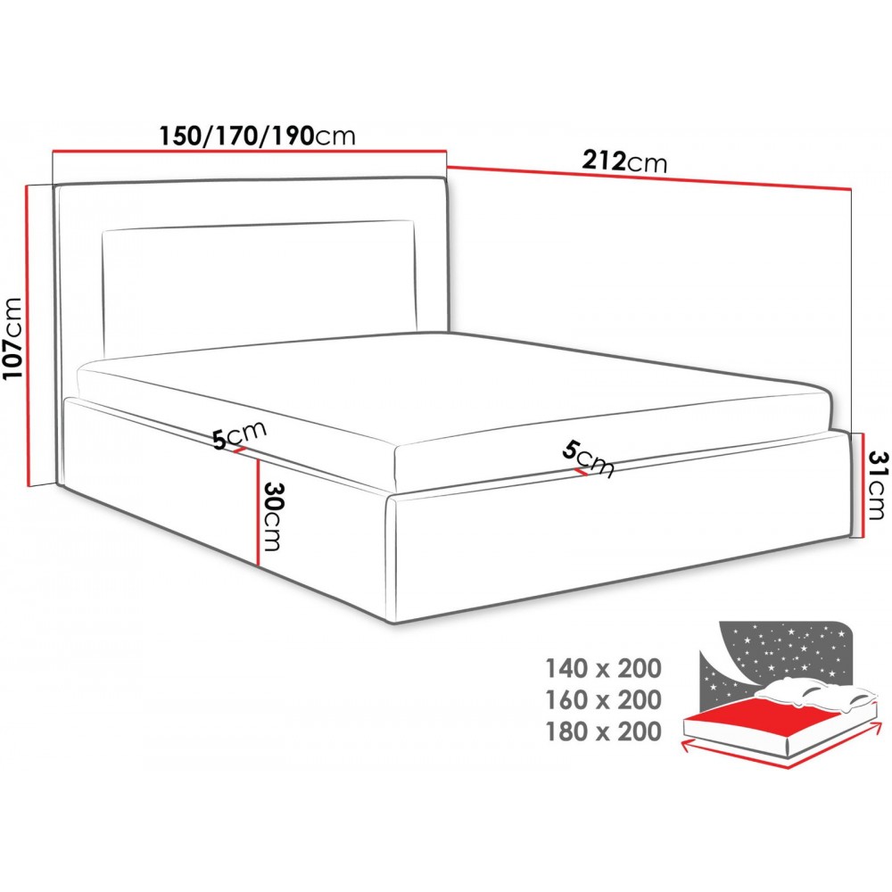 Επενδυμένο κρεβάτι Dream-Gkri-140 x 200