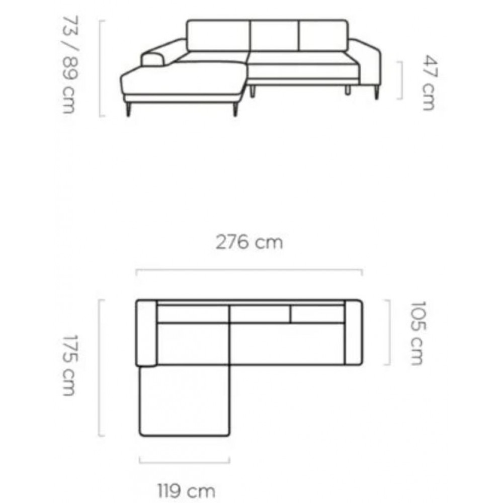 Γωνιακός καναπές Holland Mini-Mple Skouro-Αριστερή