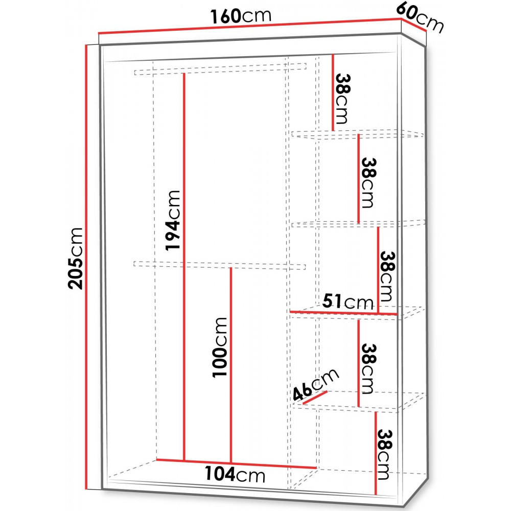 Ντουλάπα Mat V 160 συρόμενη