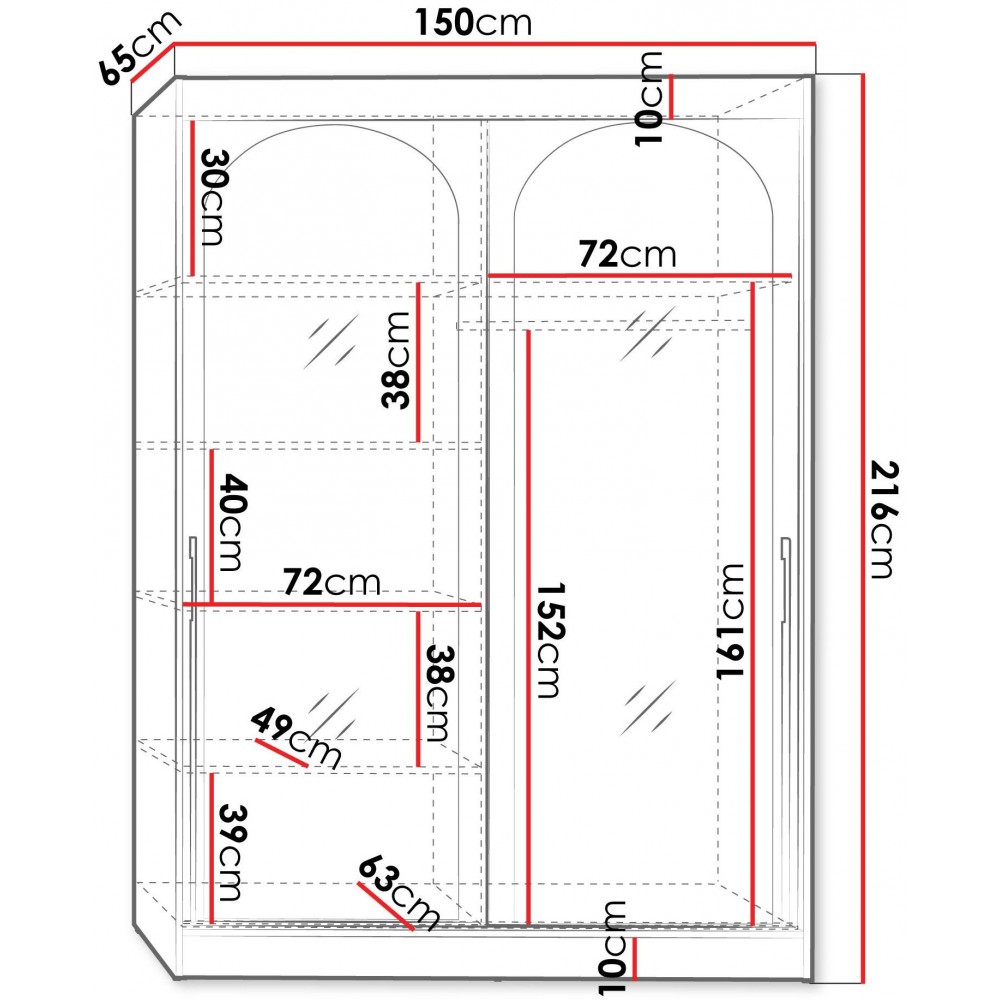Ντουλάπα Modin συρόμενη-Leuko-Μήκος: 150 εκ.