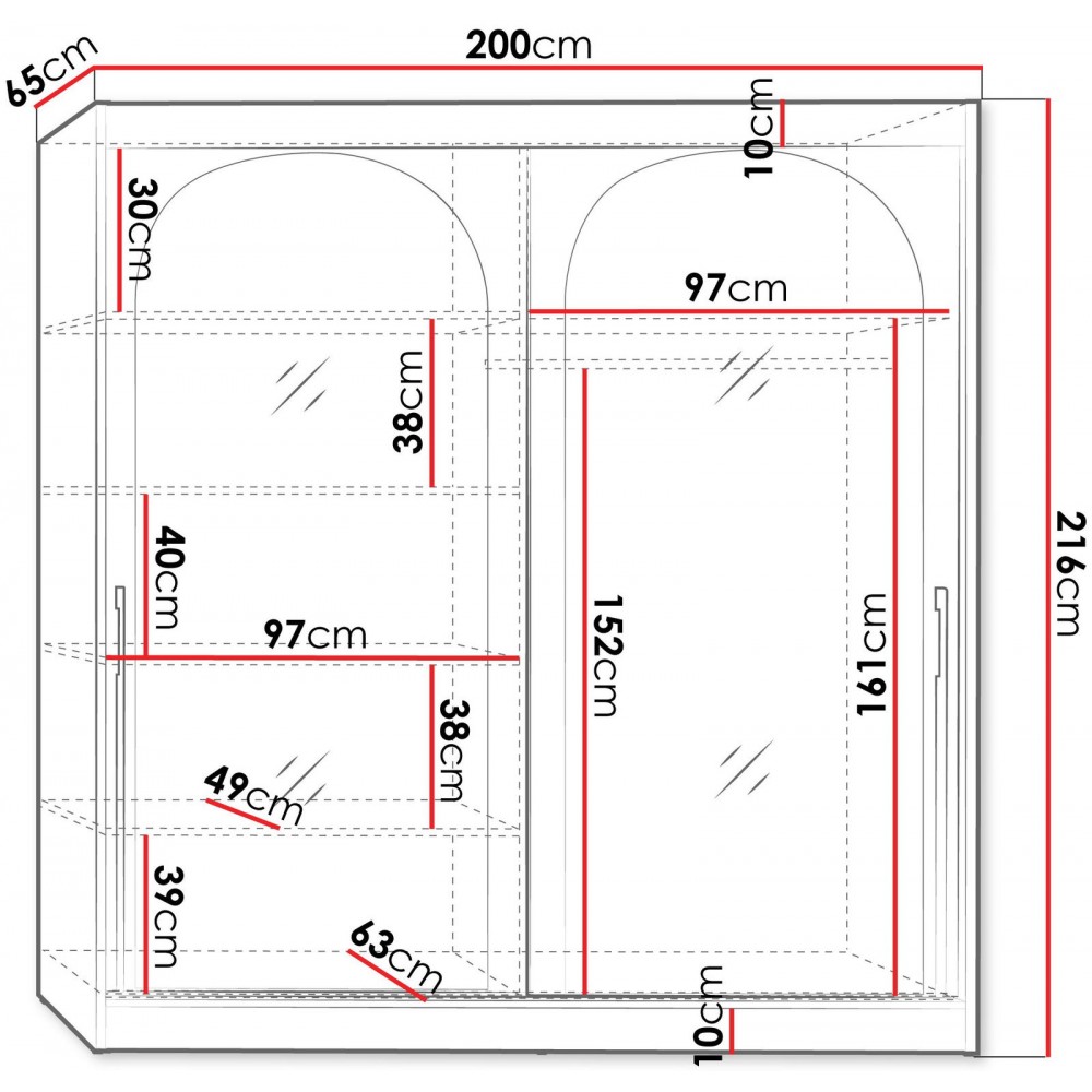 Ντουλάπα Modin συρόμενη-Leuko-Μήκος: 200 εκ.
