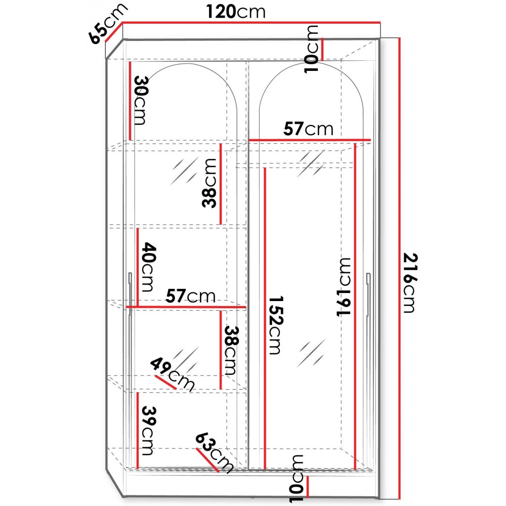 Ντουλάπα Modin συρόμενη-Leuko-Μήκος: 120 εκ.