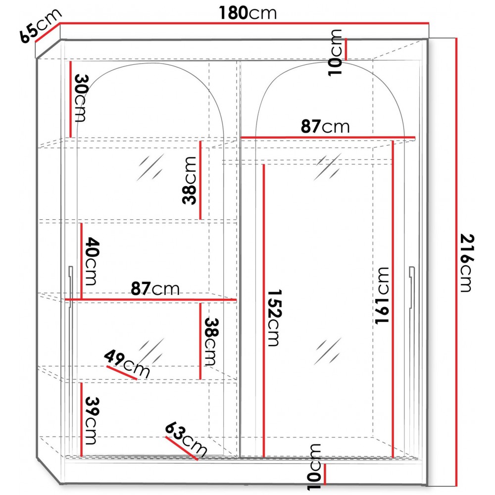 Ντουλάπα Modin συρόμενη-Leuko-Μήκος: 180 εκ.