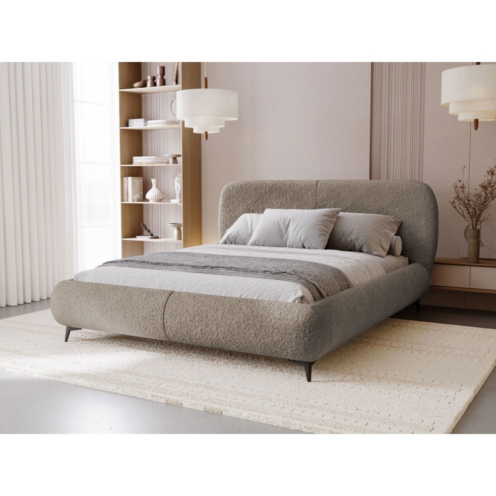 Επενδυμένο κρεβάτι Moe-Silver Gray-200 x 200