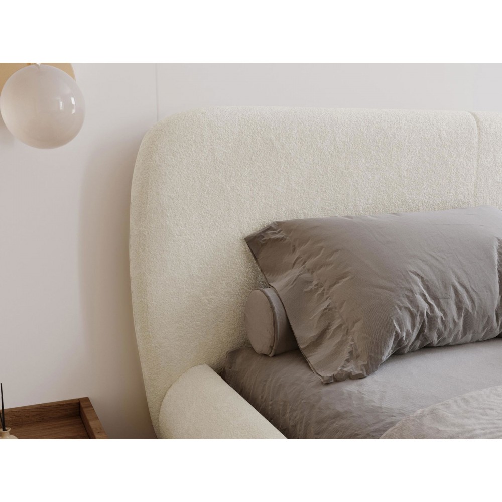 Επενδυμένο κρεβάτι Moe-Beige-140 x 200