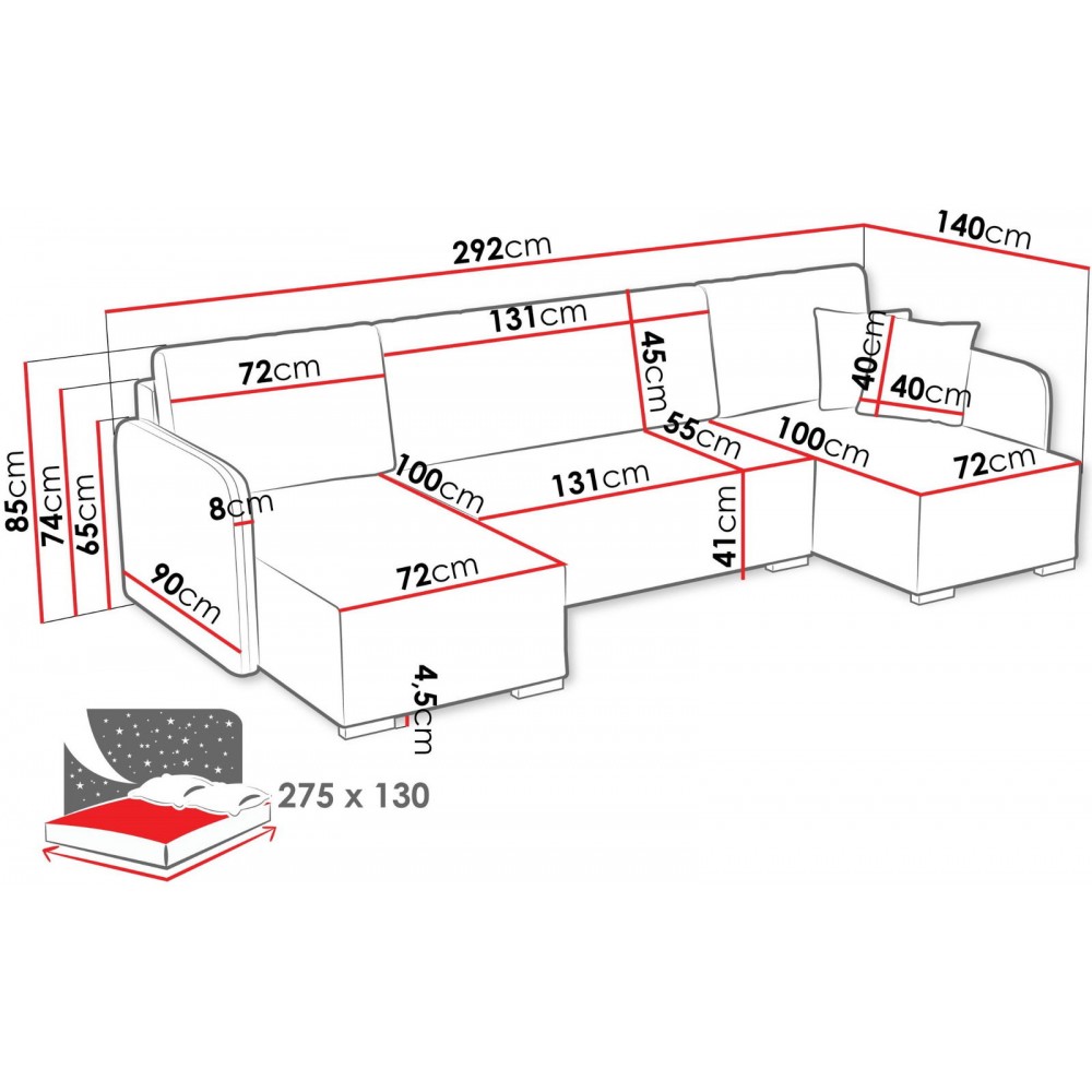 Γωνιακός καναπές Como U-Portokali