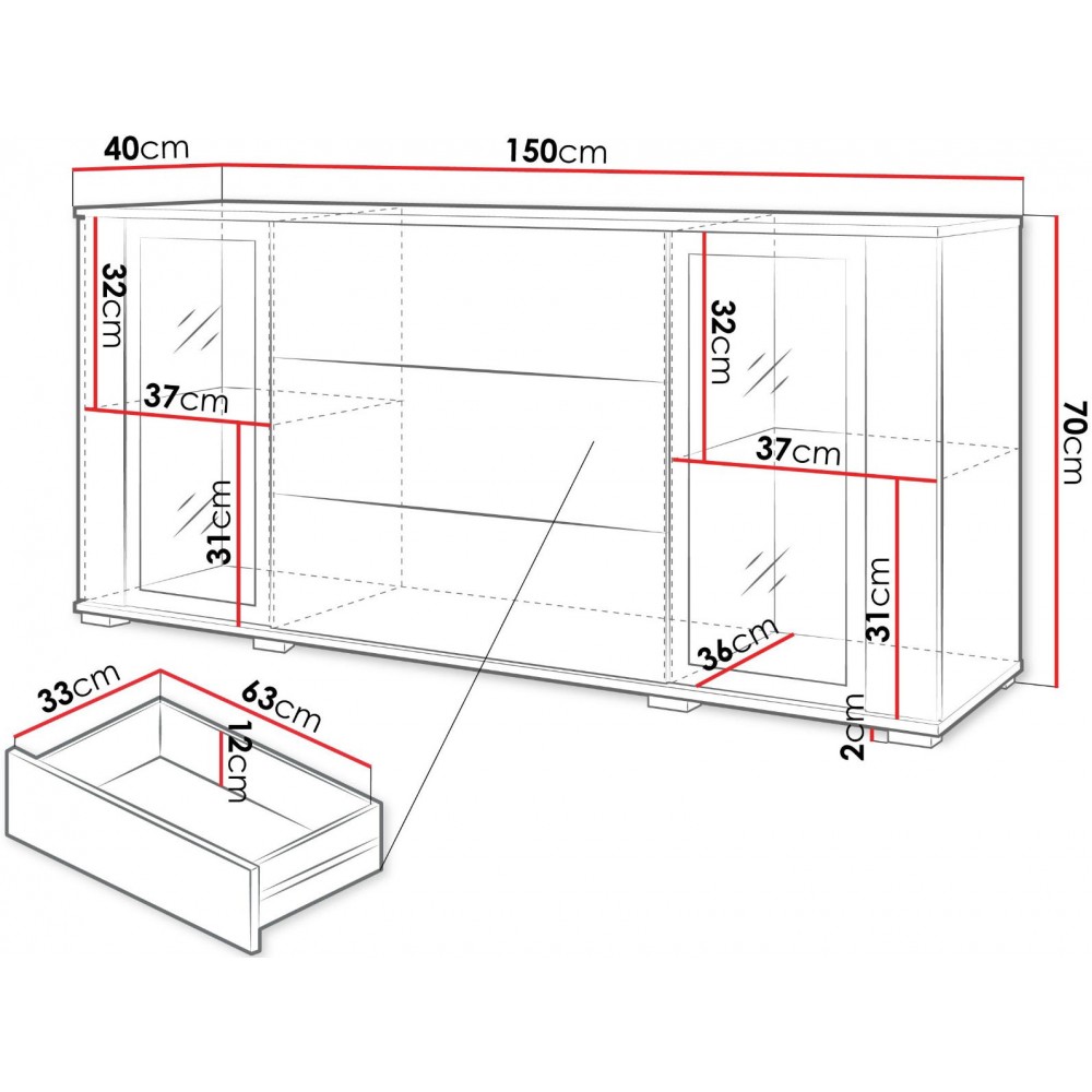 Μπουφές Caro SB 150-Leuko-Leuko gualistero