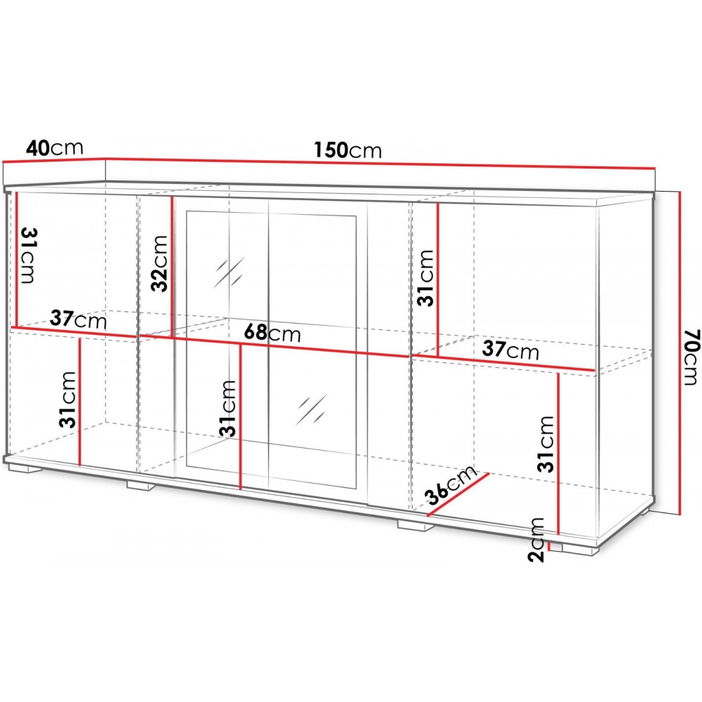 Μπουφές Caro SB 4D-Fusiko 150x40x70