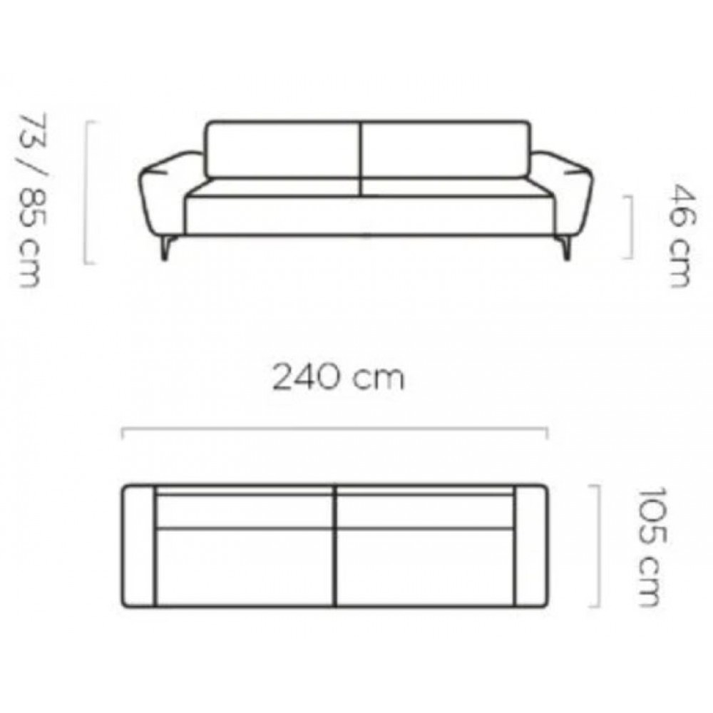 Καναπές Sanur τριθέσιος-Ladi 240x105x73