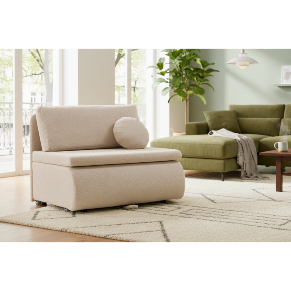 Πολυθρόνα - Κρεβάτι Boucle-Beige 101x83x87