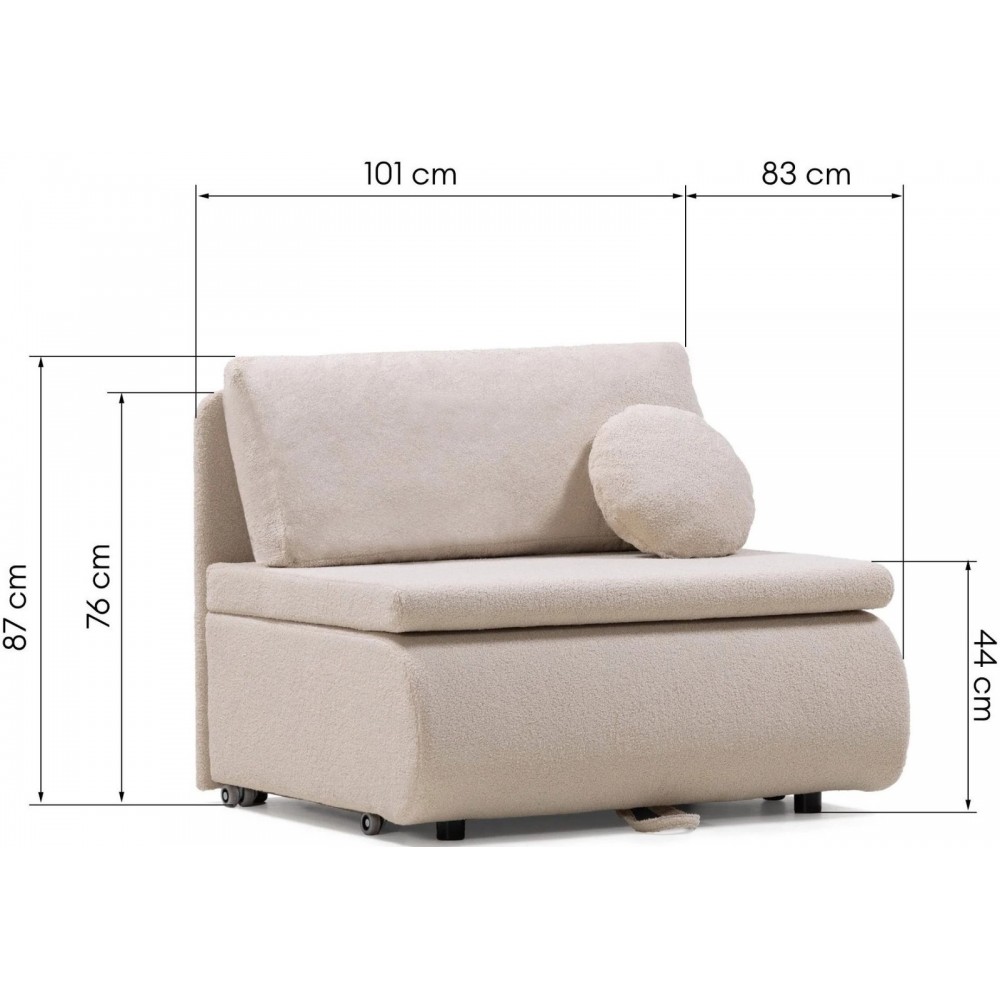 Πολυθρόνα - Κρεβάτι Boucle-Beige 101x83x87