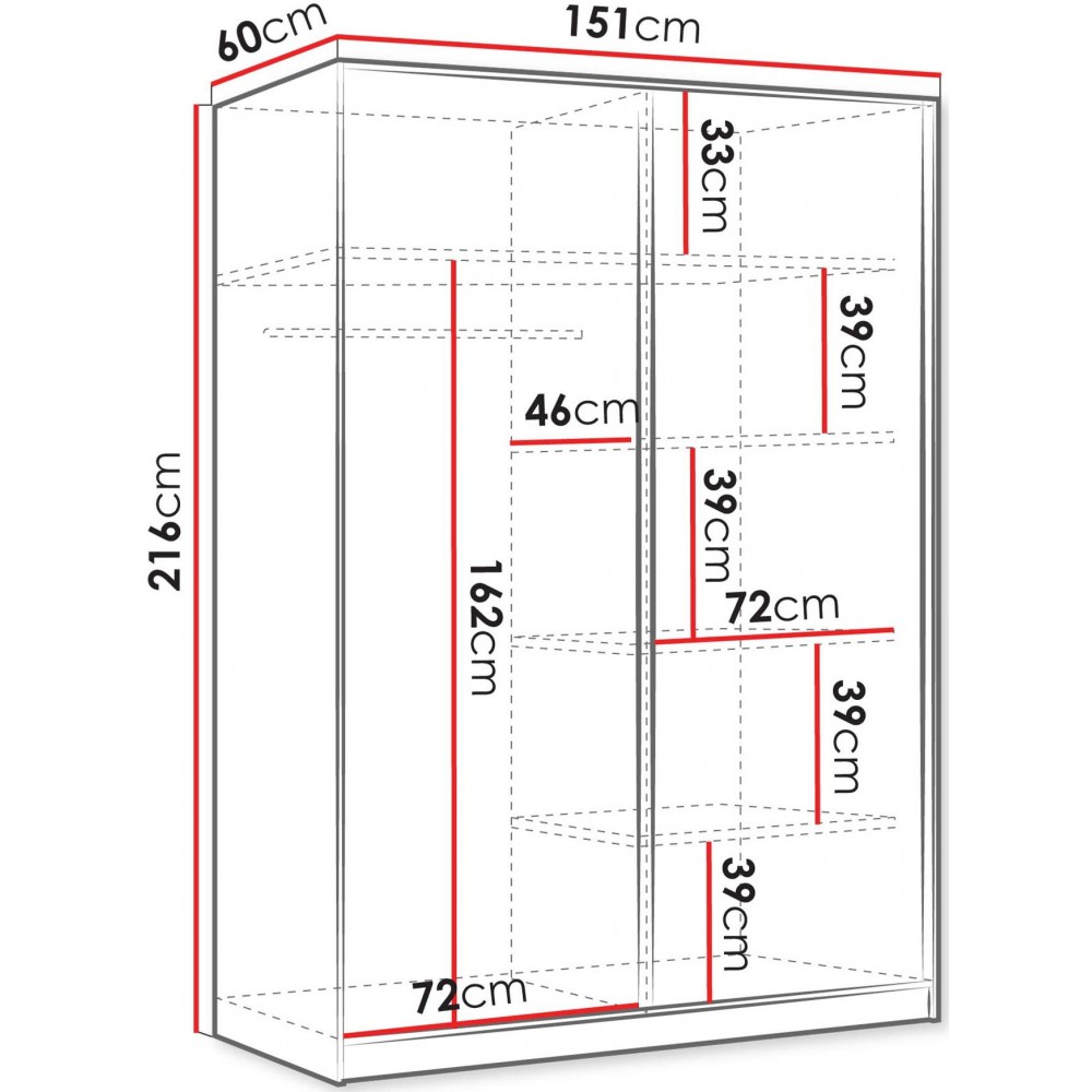 Ντουλάπα Tireno 2D συρόμενη - Λευκή