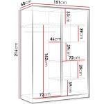 Ντουλάπα Tireno 2D συρόμενη - Λευκή