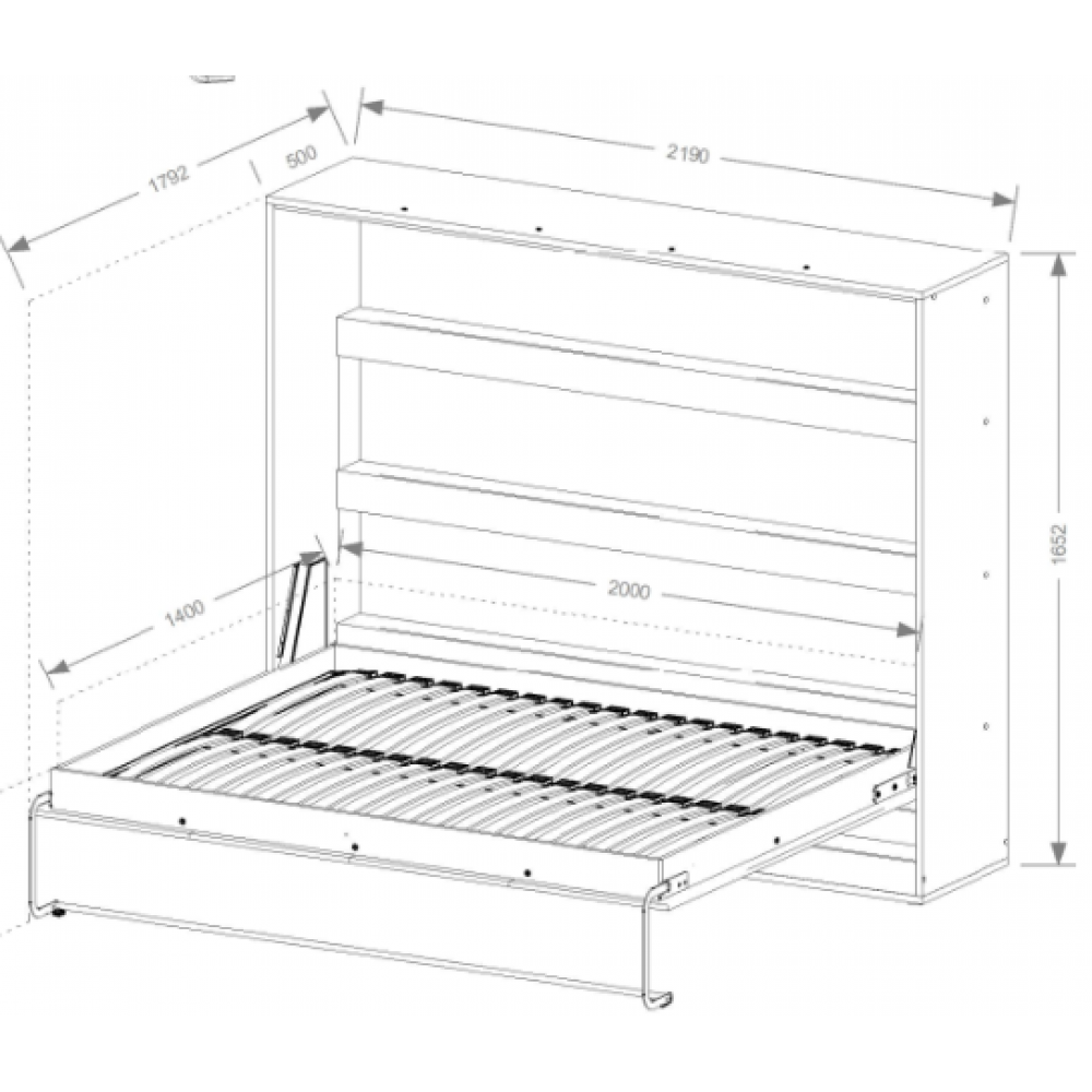 Κρεβάτι τοίχου Aether I -Leuko-Mauro-140 x 200