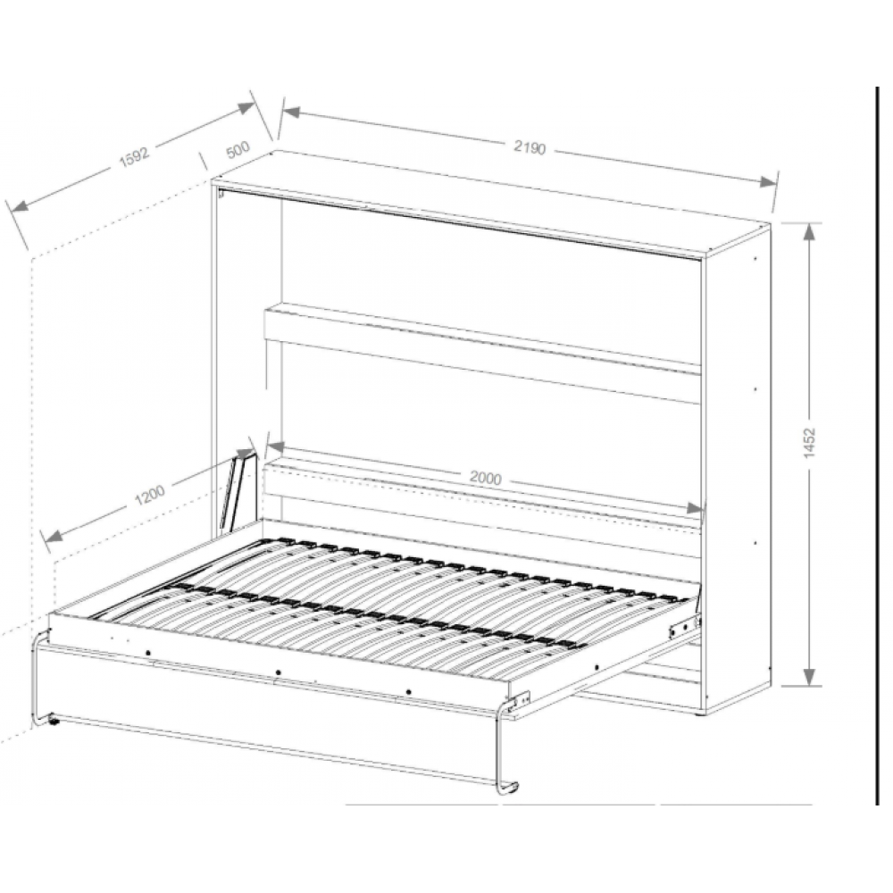 Κρεβάτι τοίχου Aether I -Fusiko-Mavro-120 x 200