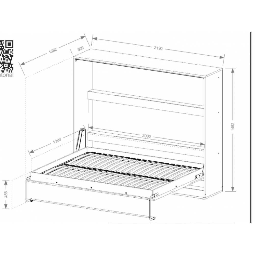 Κρεβάτι τοίχου Aether I -Fusiko-Leuko-120 x 200