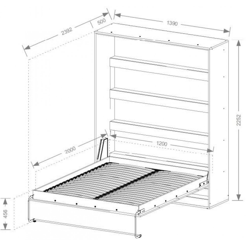 Κρεβάτι τοίχου Aether II-Fusiko-Mavro-120 x 200